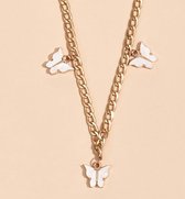 Witte vlinders ketting | goud gekleurd