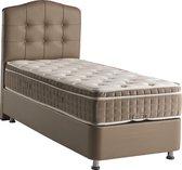 90x200 Opberg Boxspring Luxor – Boxspring met opbergruimte – Taupe incl. Nachtkast