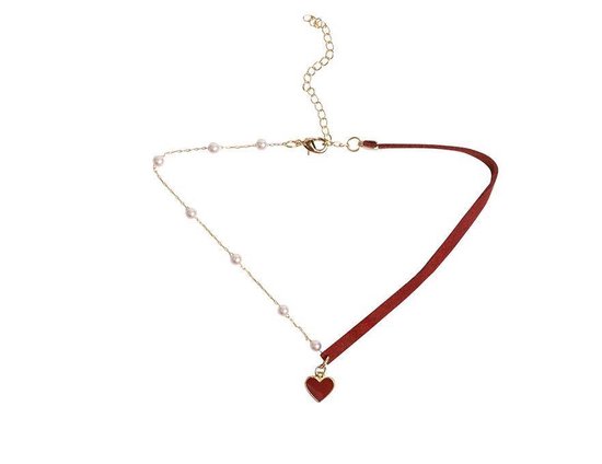 Our Goth Woen's Punk Style Black Faux Leather Heart Choker Necklace With Chain is such a vibe - ROWE