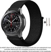 Nylon horlogebandje - Geschikt voor 22 mm Smartwatches - Zwart met Witte Weave