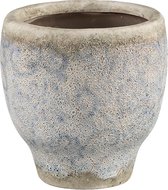 PTMD Carls white ceramic bombey pot blue finish s
