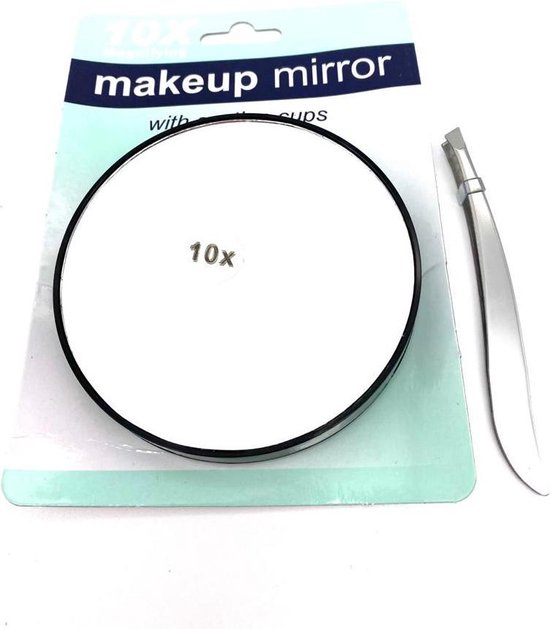 Make-Up Spiegeltje Met Zuignappen En Pincet - Spiegel 10 x Vergrotend - Ø  8.5 cm | bol.com
