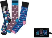 Herensokken - Giftbox - Flamingo - 3 Paar - Maat 41-46