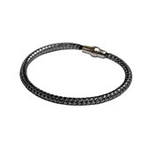 Silventi 910470544 Zilveren Armband - Gevlochten - Magneetsluiting - 19cm - Zilverkleurig - Zwartplating