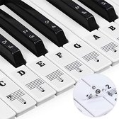Queencess Piano stickers (ZWART) - Voor Witte en zwarte toetsen - keyboard stickers - 49/54/61/88 toetsen - PianoStickers voor beginners en gevorderden