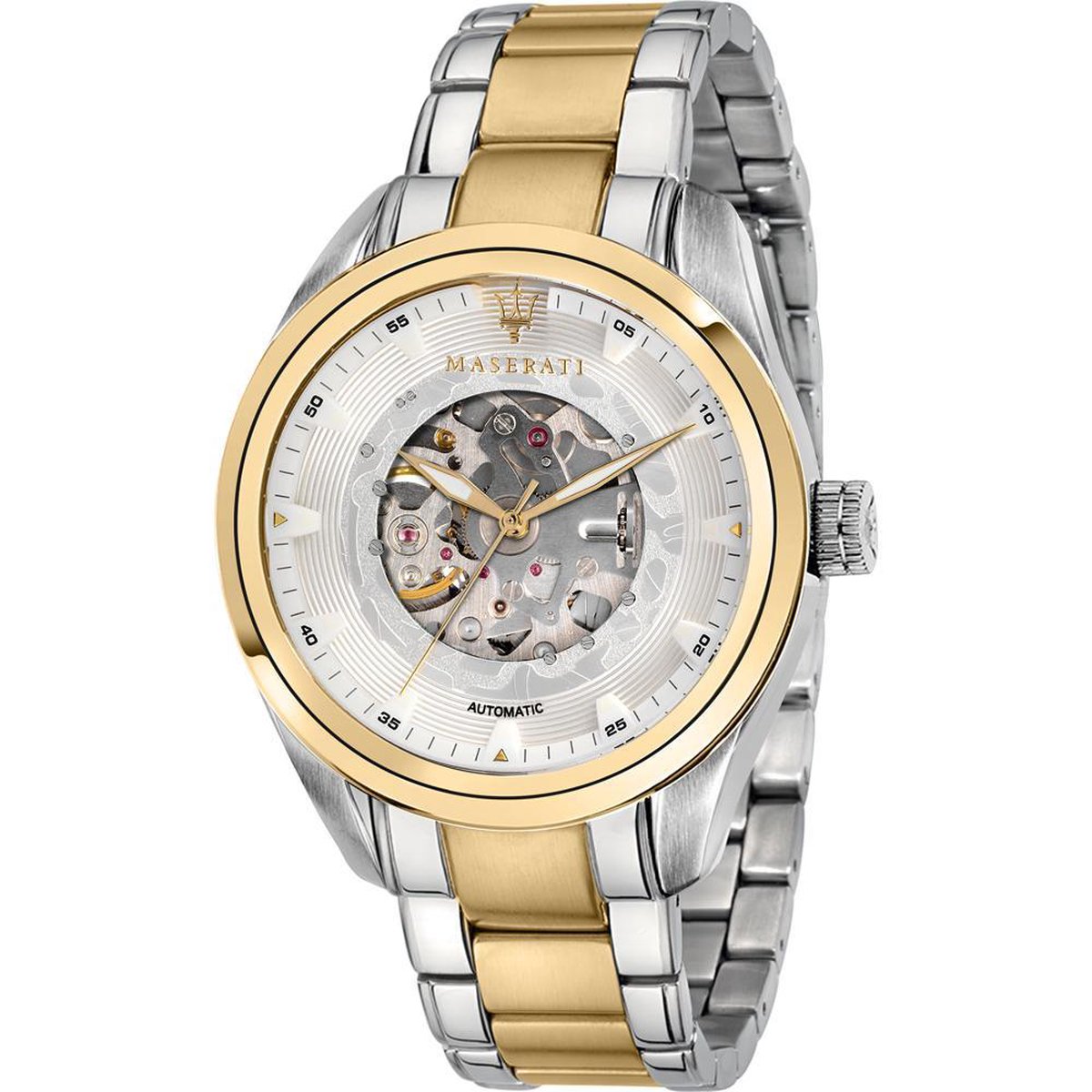 Maserati Traguardo Skeleton - Herenhorloge - R8823112004 - Automatisch - Zilver - Goud - RVS - 45 MM