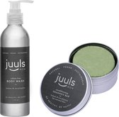Juuls Vegan Care -  Cadeau Voor Man - 1 x 225 ml Body Wash + 1 x 75 gr Shampoo Bar In Blik - Lemon & Eucalyptus - Halal