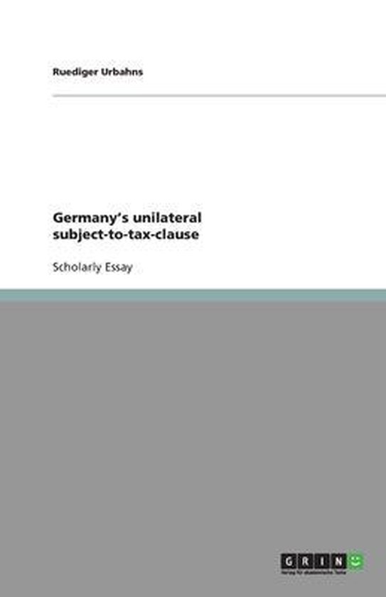 Germany's unilateral subject-to-tax-clause - cover
