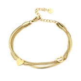 Armband Hart Love Dubbel - Goudkleurig