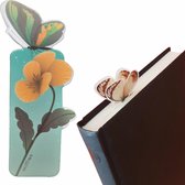 Boekenlegger Vlinder & Bloem – Bladwijzer - Bookmark – Kaartje – Boterbloem - Kleine Cadeautjes