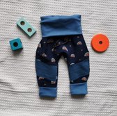 BolleBillen Handgemaakt - Foldover/meegroei babybroek - maat 62/74 - ook voor wasbare luiers - Rainbow Jeans - eco modal/katoen - kleding voor jongens en meisjes