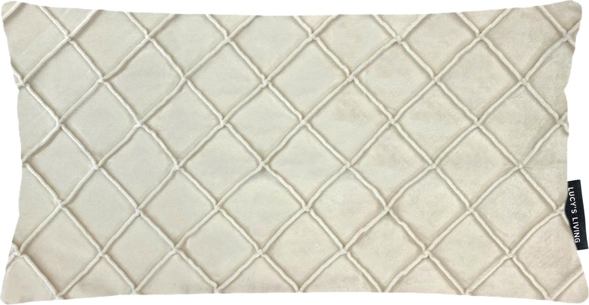 Lucy’s Living Luxe Velvet sierkussenhoes VLUX - wit - 50 x 30 cm - polyester - linnen - kussen - kussens - kussens woonkamer - wonen - interieur