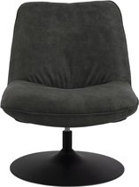 24Designs Lorenzo Draaibare Fauteuil - Antracietgrijs - Mat Zwarte Trompetvoet