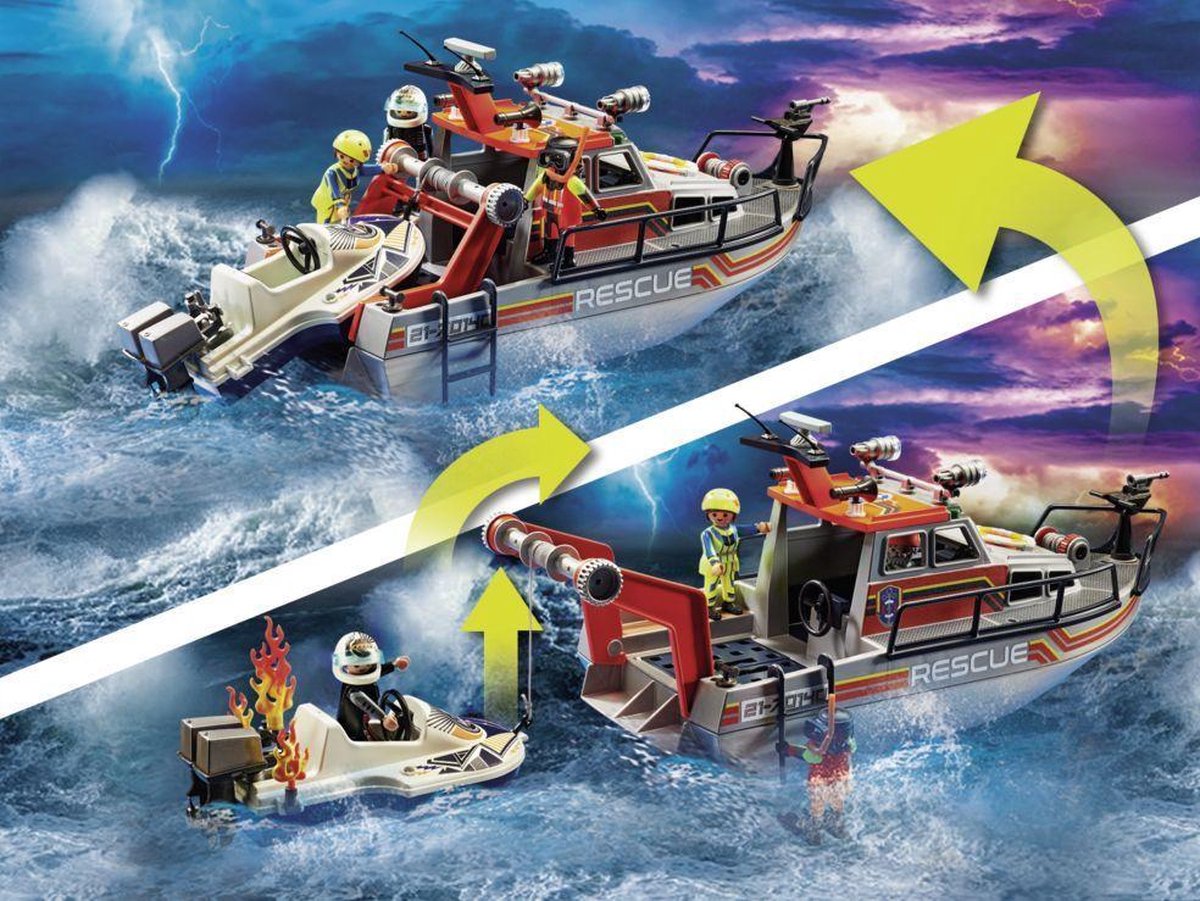 PLAYMOBIL City Action Redding op zee: brandbestrijdingsmissie met reddingskruiser - 70140 — afbeelding 3