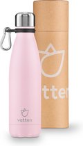 Vatten® Premium RVS Thermosfles - 500 ml - Mat Pastel Roze - Waterfles mét Koker + Rietje - Isoleerfles