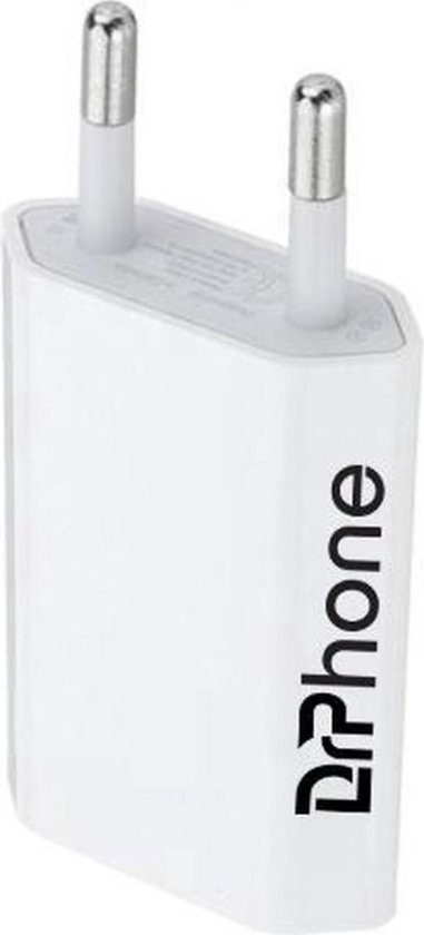 DrPhone 5W USB Lader Stekker - Geschikt Voor iOS /Android Smartphones - Reislader - Universeel 5V 1A - Wit - DrPhone