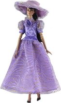 Dolldreams poppenkleding - Prinsessenjurk met hoed - Paars - Past op Barbie