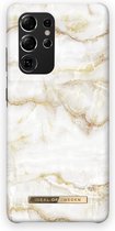 iDeal of Sweden hoesje voor Galaxy S21 Ultra - Hardcase Backcover - Fashion Case - Golden Pearl Marble