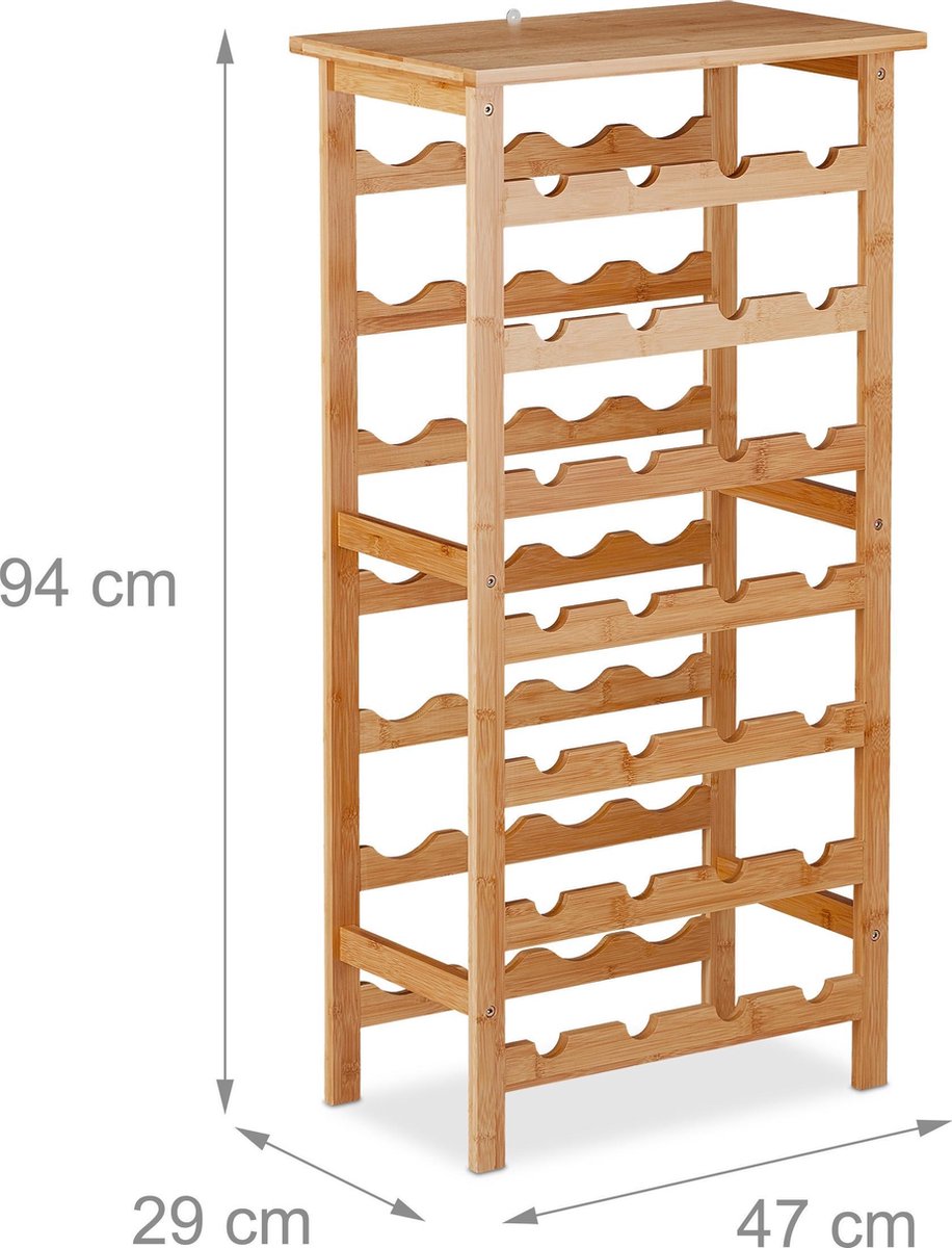 Relaxdays Casier à vin en bambou, pour 8 bouteilles H x L x P: 31,5 x 47 x  16,5 cm, étagère range-bouteilles, nature