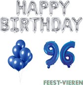 96 jaar Verjaardag Versiering Ballon Pakket Blauw & Zilver
