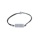 Silventi 910481802 Zilveren Armband - Rekarmband - Dames - Zwart - Rechthoek - Pave - Zirkonia - 17 cm - Rhodium - Zilver