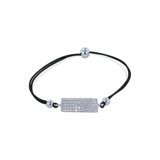 Silventi 910481802 Zilveren Armband - Rekarmband - Dames - Zwart -  Rechthoek - Pave -... | bol.com