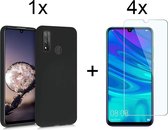 Huawei P Smart 2020 hoesje zwart siliconen case hoes cover hoesjes - 4x Huawei p smart 2020 screenprotector