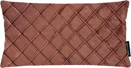 Lucy’s Living Luxe Velvet sierkussenhoes VLUX - oud roze - 50 x 30 cm - polyester - linnen - kussen - kussens - kussens woonkamer - wonen - interieur