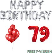 79 jaar Verjaardag Versiering Ballon Pakket Rood & Zilver