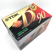 Audio Cassette Tape TDK D 90 normal position 5-Pack / Uiterst geschikt voor alle opnamedoeleinden / Sealed Blanco Cassettebandje / Cassettedeck / Walkman /  TDK cassettebandje.