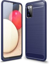 Samsung Galaxy A02S Carbone Brushed Tpu Blauw Cover Case Hoesje CBL