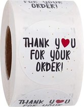 Stickers "Thank you for your order" - Bedrijfs stickers - Hobby Stickers - 500 stuks op rol - 25mm - Wit