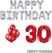30 jaar Verjaardag Versiering Ballon Pakket Rood & Zilver