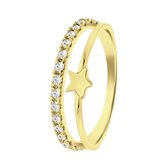 Lucardi - Meisjes - Kinder ring met plating - Ster - Zirkonia - Cadeau - Echt Zilver - Goudkleurig