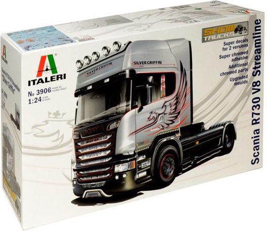 Foto: Italeri 3906 scania r730 v8 streamline silver griffin 1 24