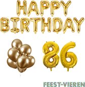 86 jaar Verjaardag Versiering Ballon Pakket Goud