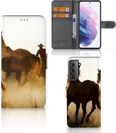 GSM Hoesje Geschikt voor Samsung Galaxy S21 Plus Bookcase Cowboy