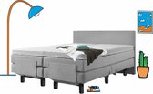 Boxspring Elektrisch - 160 x 200 Grijs stof - Pocketvering - Gratis Topmatras