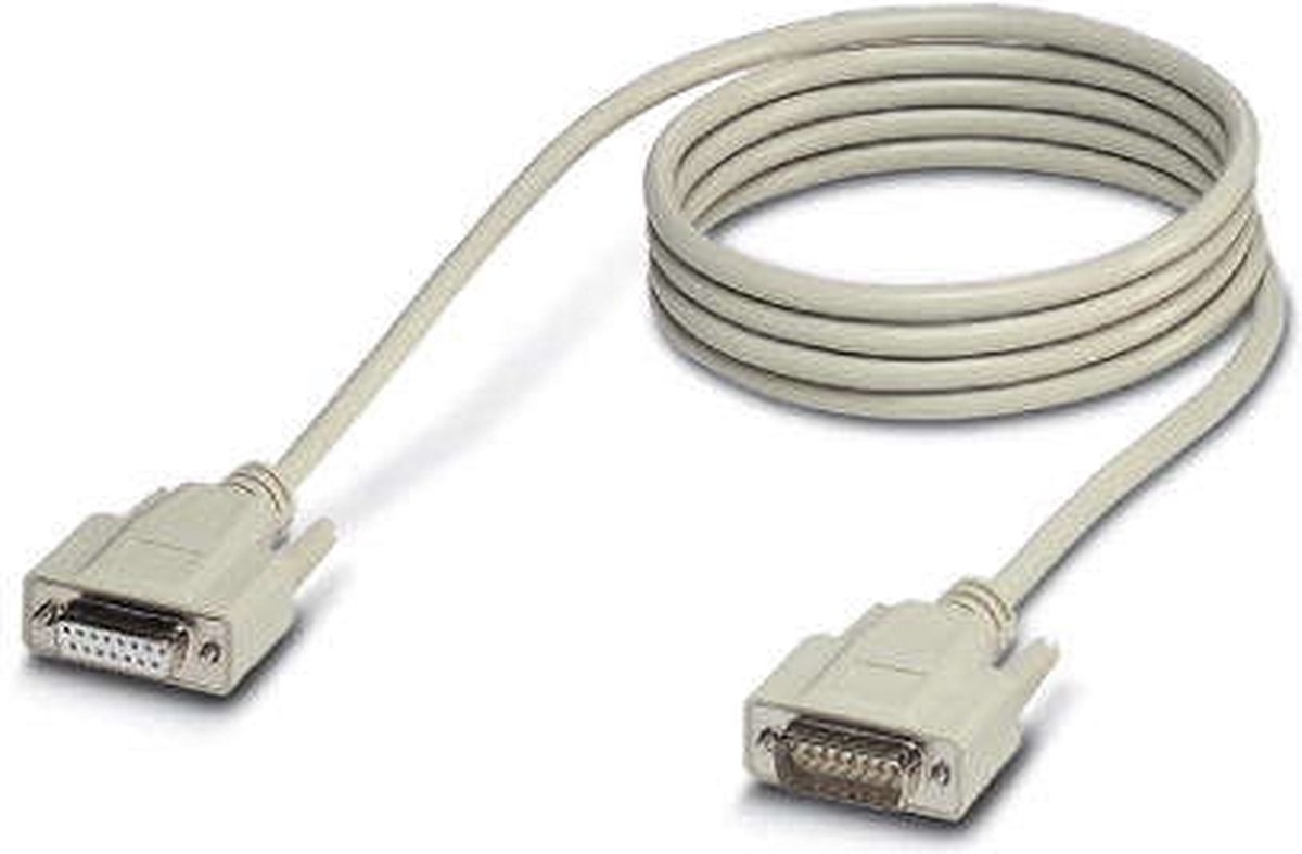 Phoenix Contact Serieel Parallel Aansluitkabel [1X D-Sub Bus 15-Polig - 1X D-Sub Stekker 15-Polig] 1 M Wit