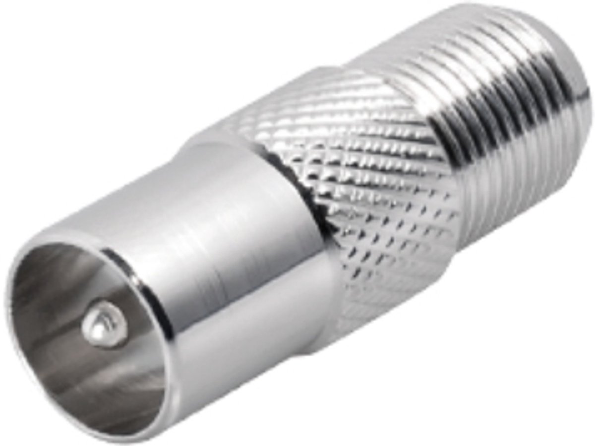 Transmedia FF18 tussenstuk voor kabels F-jack IEC-plug Zilver