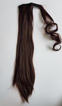 Paardenstaart hairextensions midden bruin lang stijl 55 CM krullen en stijlen tot wel 130 graden ponytail