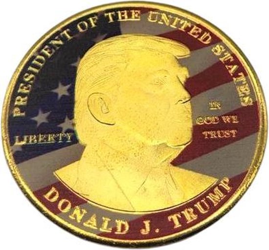 Pièce de monnaie Donald Trump - Keep America Great - 2020 - Donald J. Trump - Drapeau américain - Pièce commémorative - Can Stump the Trump - Souvenir - Collection - Couleur or - Avec étui