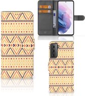 Wallet Book Case Geschikt voor Samsung Galaxy S21 Plus GSM Hoesje Aztec Yellow
