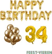 34 jaar Verjaardag Versiering Ballon Pakket Goud