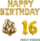 16 jaar Verjaardag Versiering Ballon Pakket Goud