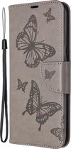 LG K61 Hoesje - Mobigear - Butterfly Serie - Kunstlederen Bookcase - Grijs - Hoesje Geschikt Voor LG K61