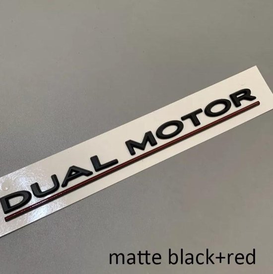 Dual Motor Embleem Auto Sticker Decoratie Fit voor Model 3 Y X S Auto Badge (Mat Zwart Rood