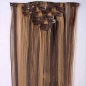 Clip in hair extensions 7 set straight bruin / blond - P4/27