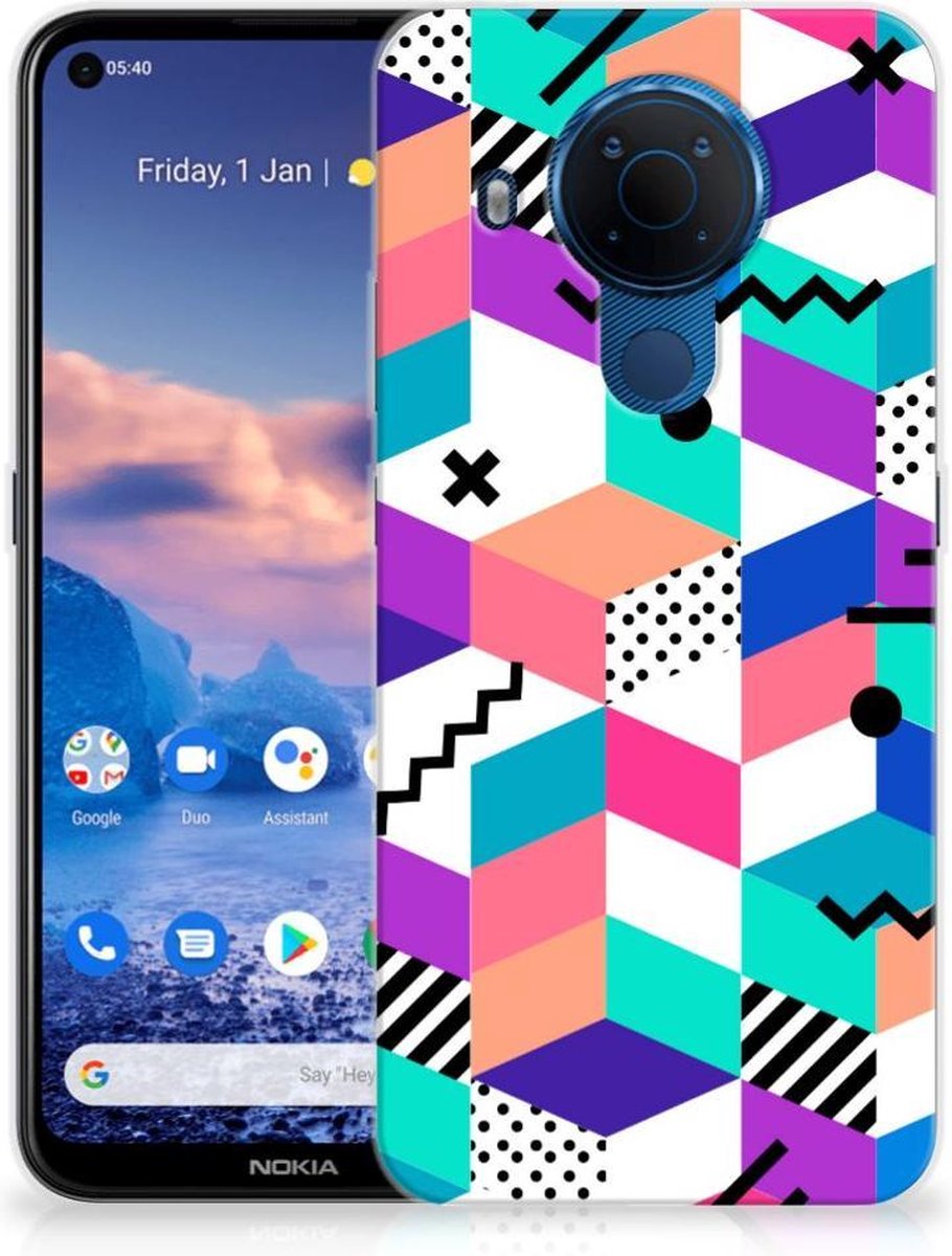 Nokia 5.4 TPU Hoesje Blokken Kleurrijk