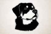 Wanddecoratie - Hond - Rottweiler - S - 50x45cm - Zwart - muurdecoratie - Line Art